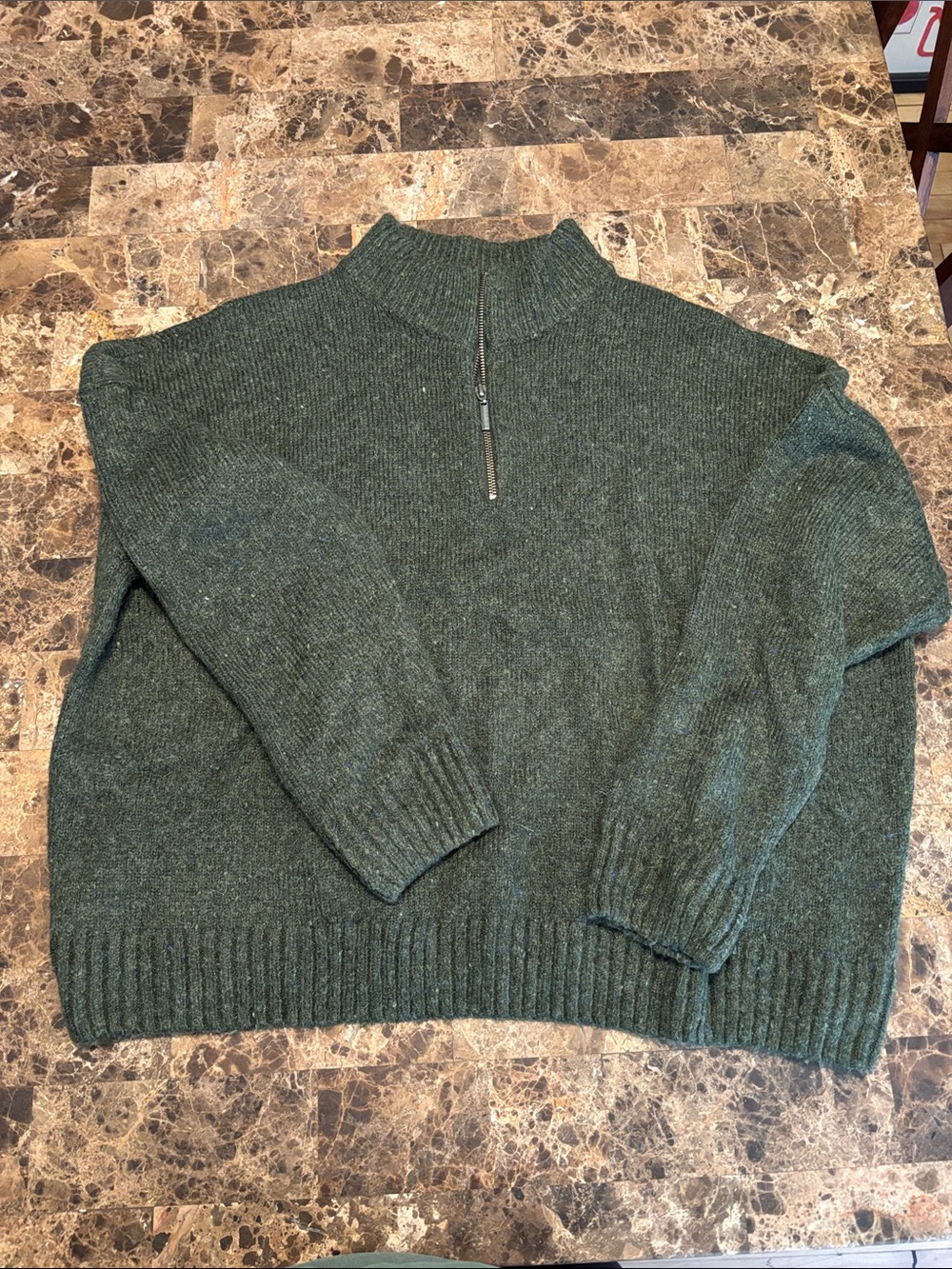 Women's Half-Zip Mock Neck Sweater in Dark Green
